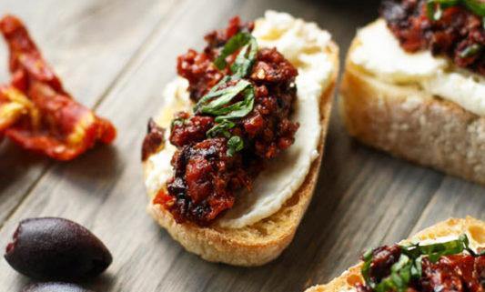 Bruschetta oil tomatoes basil flavours from Sicily