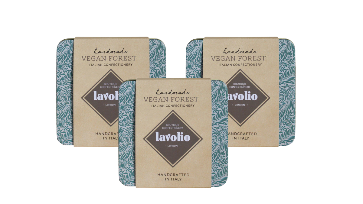 WILLIAM MORRIS GREEN BUNDLE OF THREE VEGAN FOREST CHOCOLATE TINS