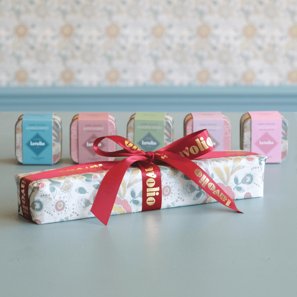 Lavolio boutique confectionery London gift wrapped set of five mini tins
